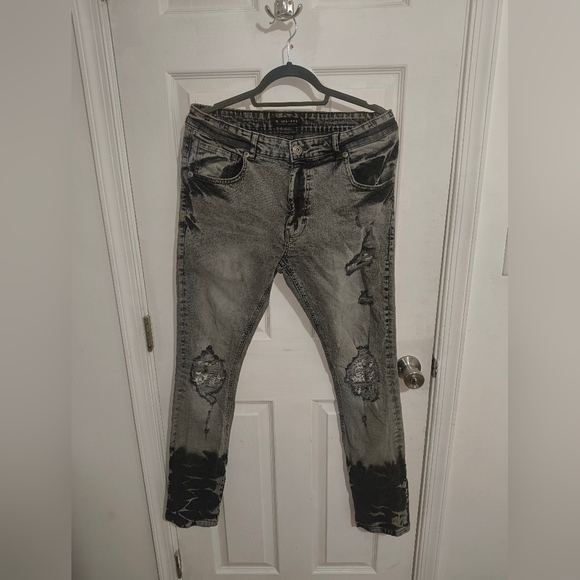 Society Gray Skinny Distressed Jeans - Picture 1 of 4